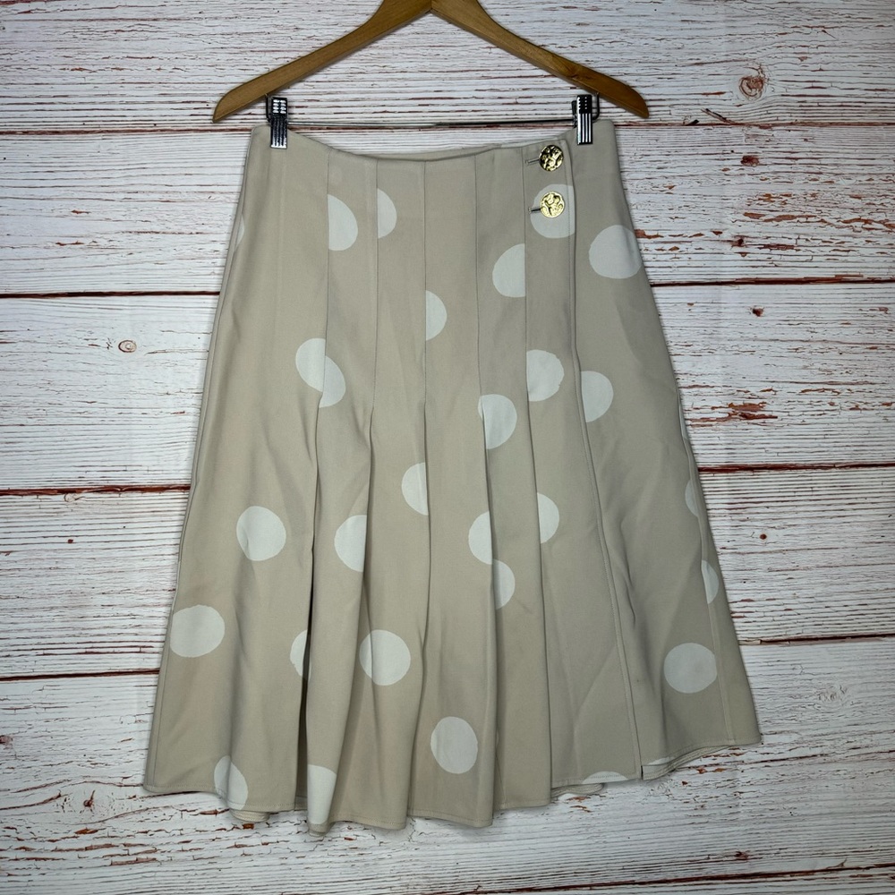 Proenza Schouler Pleated Polka Dot Crepe Wrap Skirt in Cream Sz 4 - Picture 6 of 13